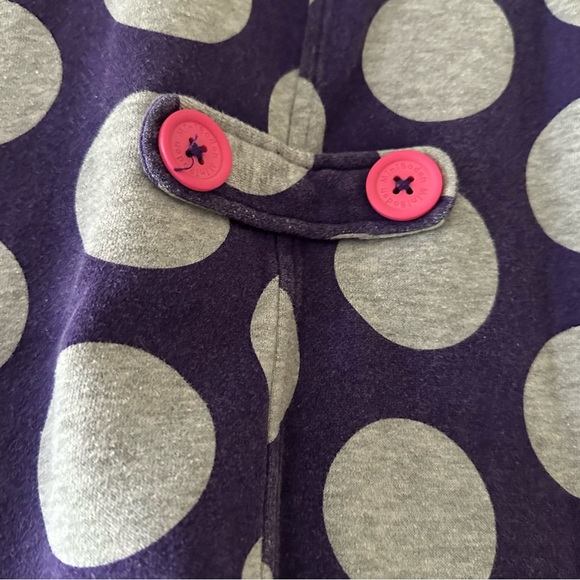 Mini Boden purple with gray dots jumper heart pockets pink buttons - Picture 7 of 8
